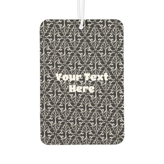 Elegante Damask Schwarz-weiße Musterrollen Autolufterfrischer (Rückseite)