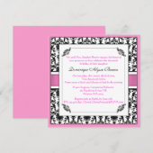Elegante Damask Swirl Einladung [Rosa] (Vorne/Hinten)