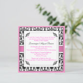 Elegante Damask Swirl Einladung [Rosa] (Stehend Vorderseite)