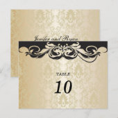 Elegante Damask Tischnummer Postkarte (Vorne/Hinten)