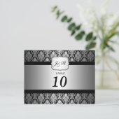 Elegante Damask Tischnummer Postkarte (Stehend Vorderseite)