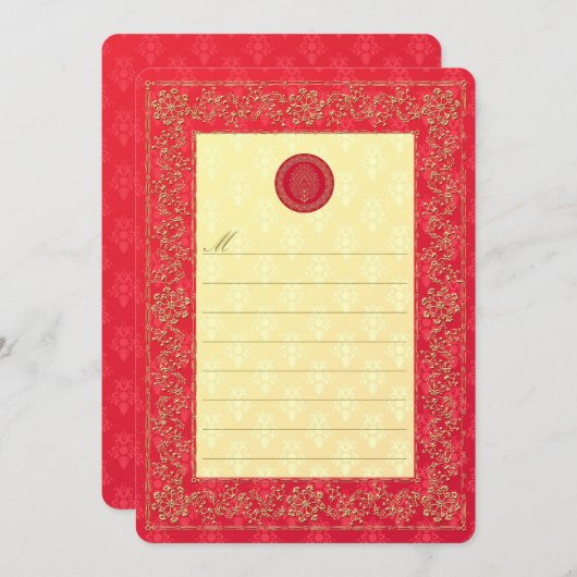 Elegante Damask Wedding - Einladung / Notecard (Vorne/Hinten)