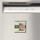 Elegante Damask Wedding Fvor Magnet: sage/braun Magnet (In Situ (Geschirrspüler))