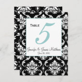 Elegante Damask Wedding Tischnummer Card (Vorne/Hinten)
