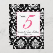Elegante Damask Wedding Tischnummer Card (Vorne/Hinten)