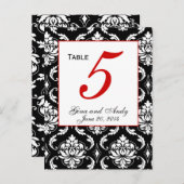 Elegante Damask Wedding Tischnummer Card (Vorne/Hinten)