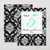 Elegante Damask Wedding Tischnummer Card 2 (Vorne/Hinten)
