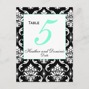 Elegante Damask Wedding Tischnummer Card 2