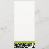 Elegante Damask Wirbel Empfang Menü in grün Menükarte (Rückseite)