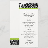 Elegante Damask Wirbel Empfang Menü in grün Menükarte (Vorne/Hinten)