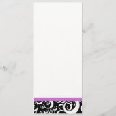 Elegante Damask Wirbel Empfang Menü in Lila Menükarte (Rückseite)