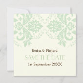 Elegante Damaske Minzeheirat Ehe Sichern Datum Einladung (Vorderseite)