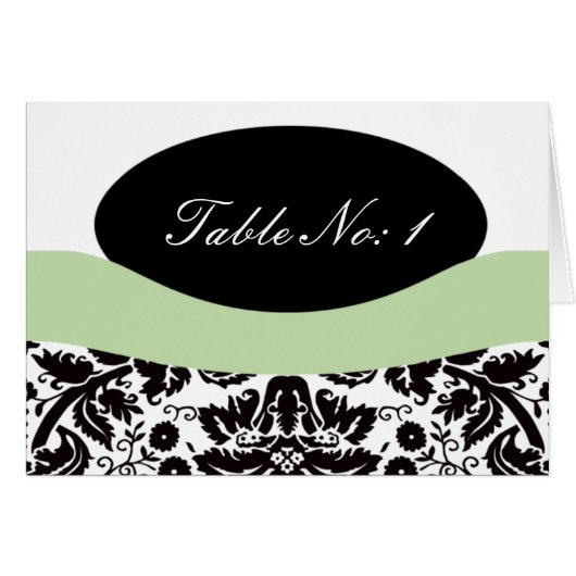 Elegante Damaske-Tischkarte (Vorderseite (Horizontal))