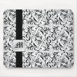 Elegante Damasked Monogramm-Mausunterlagen Mousepad
