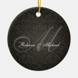 Elegante Damasked Monogramm-Verzierung Keramik Ornament