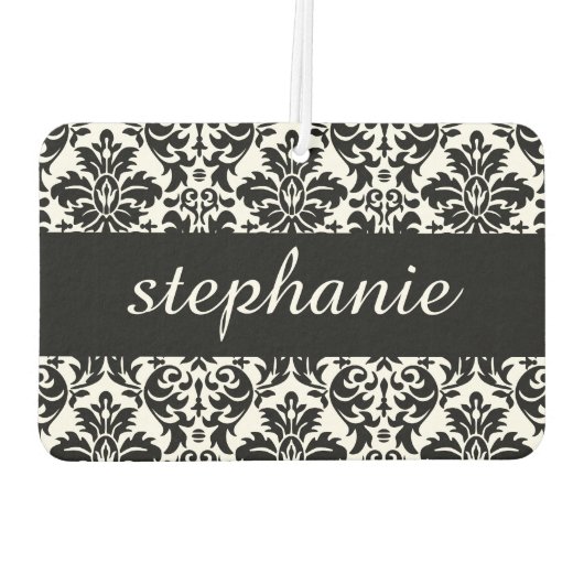 Elegante Damaskus-Muster mit Schwarz und Weiß Autolufterfrischer (Rückseite)