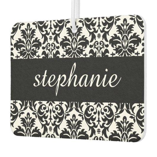 Elegante Damaskus-Muster mit Schwarz und Weiß Autolufterfrischer (Links)