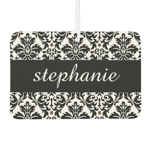 Elegante Damaskus-Muster mit Schwarz und Weiß Autolufterfrischer (Vorderseite)