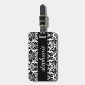 Elegante Damaskus-Muster mit Schwarz und Weiß Gepäckanhänger (Vorderseite vertikal)