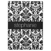 Elegante Damaskus-Muster mit Schwarz und Weiß Klemmbrett (Rückseite)