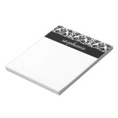 Elegante Damaskus-Muster mit Schwarz und Weiß Notizblock (Rotiert)