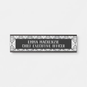 Elegante Damast Art Deco Namensschild - Türschild