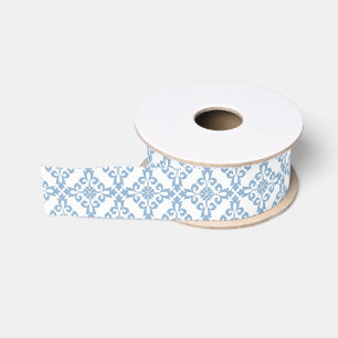 Elegante Damast Blau Mediterrane Fliese Ripsband