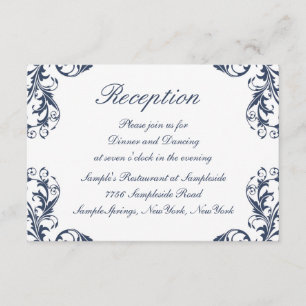 Elegante Damast-Hochzeitsempfangskarte Einladung