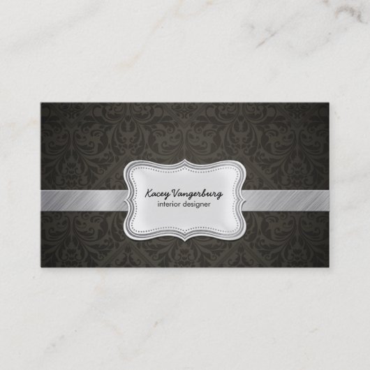 Elegante Damast-Innenarchitektur-Visitenkarten Visitenkarte (Vorderseite)