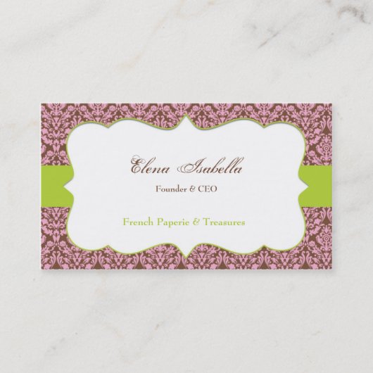 Elegante Damast-Visitenkarte Visitenkarte (Vorderseite)