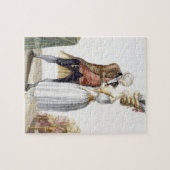 Elegante Dame an einer Installation mit ihrem Puzzle (Horizontal)