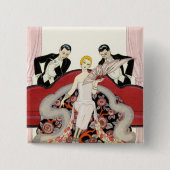 Elegante Dame im Paris-Kunst-Deko-Knopf Button (Vorderseite)