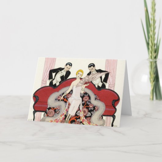 Elegante Dame im Pariser Art Deco Karte (Vorderseite)