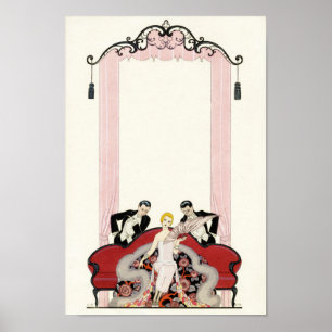Elegante Dame im Pariser Art Deco Poster