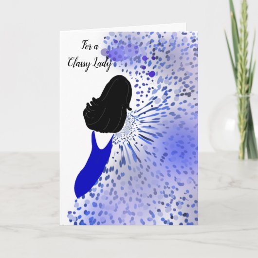 Elegante Dame in Blau Karte (Vorderseite)