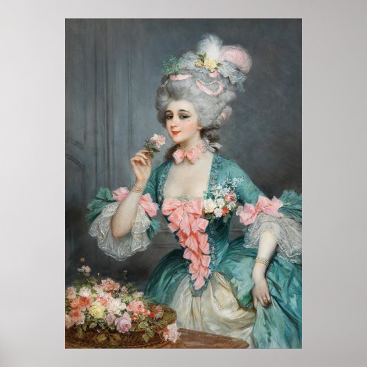 Elegante Dame mit Rose Poster (Vorne)