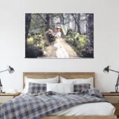 Elegante Dame mit Schirm am Wald Leinwanddruck (Insitu (Schlafzimmer))
