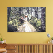 Elegante Dame mit Schirm am Wald Leinwanddruck (Insitu (Wohnzimmer))