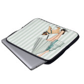 Elegante Dame und Mops Laptopschutzhülle (Vorne Knopf)