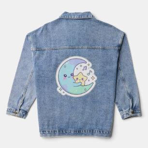 Elegante Damen-Denimjacke mit schlafendem Mond und Jeansjacke