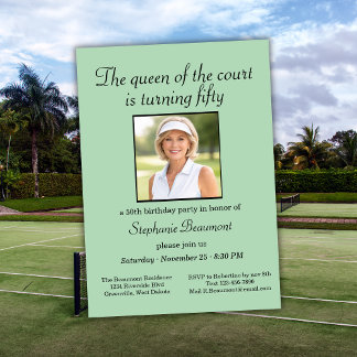 Elegante Damen-Foto-Tennis-50. Geburtstagsfeier Einladung