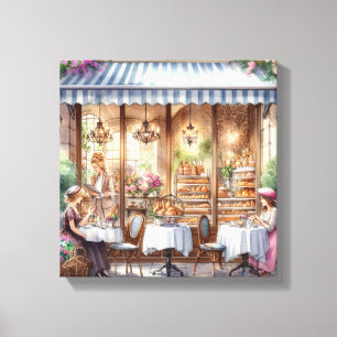Elegante Damen in Pariser Bäckerei Leinwanddruck