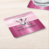 Elegante Damen individuell Golf Monogramm-Design Rechteckiger Pappuntersetzer (angewinkelt)