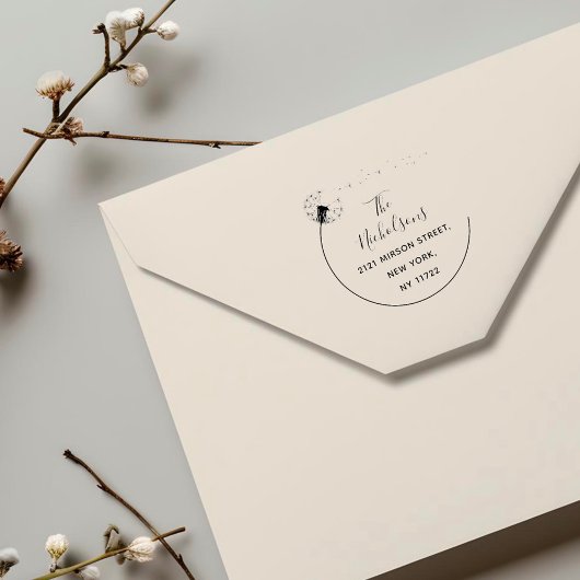Elegante Dandelion Blume Rücksendeadresse Gummistempel