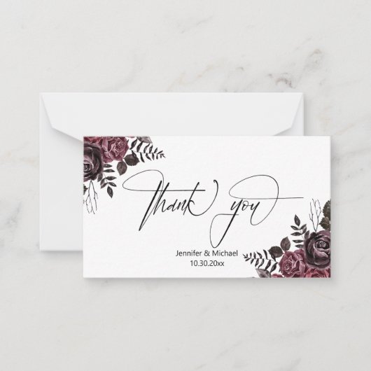 elegante Dankbarkeit gothischen Blume Hochzeit mod Mitteilungskarte (Vorderseite)