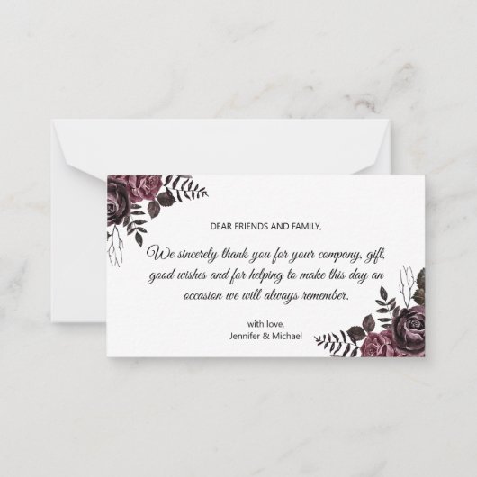 elegante Dankbarkeit gothischen Blume Hochzeit mod Mitteilungskarte (Rückseite)