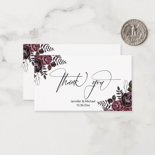 elegante Dankbarkeit gothischen Blume Hochzeit mod Mitteilungskarte (Vorderseite/Rückseite Beispiel)