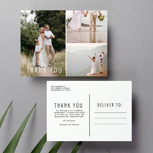 Elegante Dankbarkeit Minimalistische Hochzeit Viel Postkarte