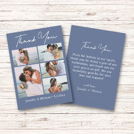 elegante danke Ihnen blau weiß 5 Fotos Hochzeit Mitteilungskarte