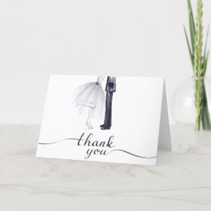 Elegante "Danke" Karte zum Braut-und Bräutigam-Tan